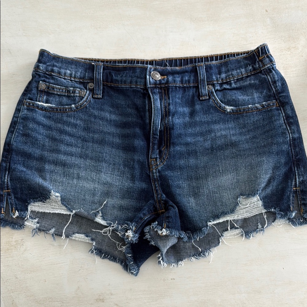 Aerie Blue Distressed Jean Shorts